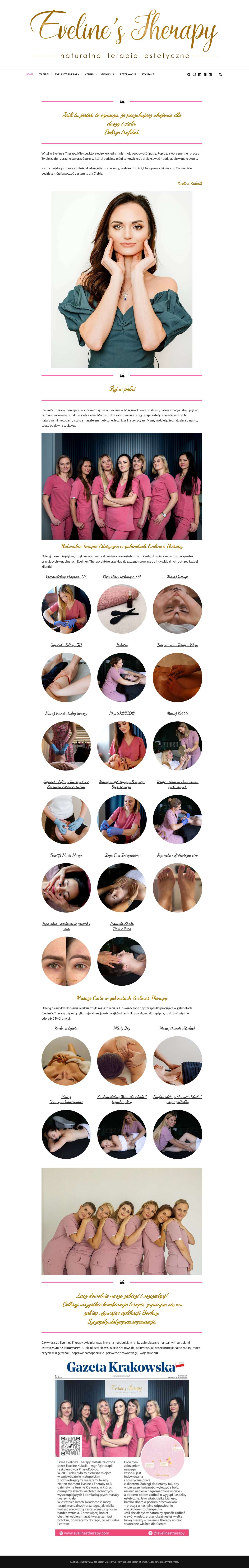 Naturalne Terapie Estetyczne | Eveline's Therapy - Full Screenshot