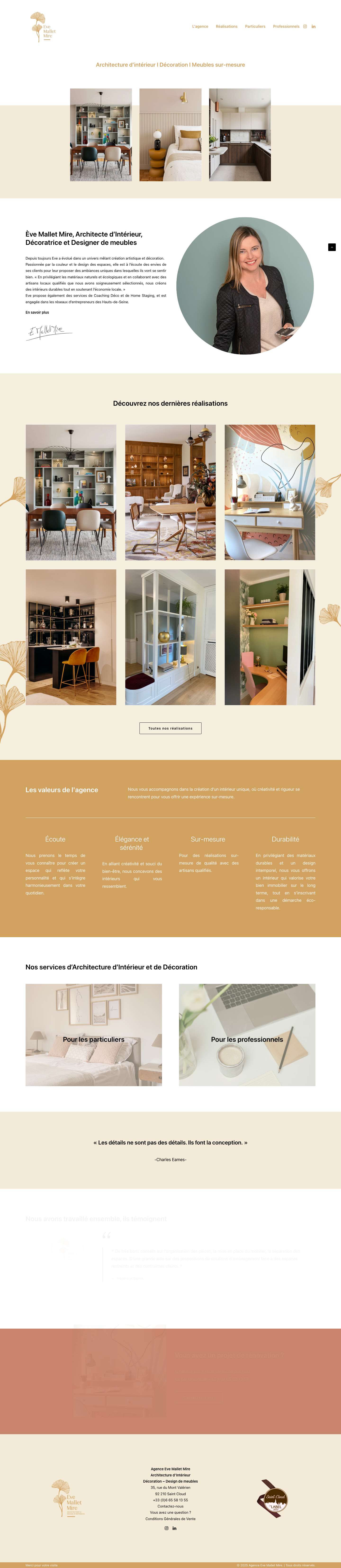 Eve Mallet Mire, Architecture et décoration d'intérieur - Agence Eve Mallet Mire - Full Screenshot