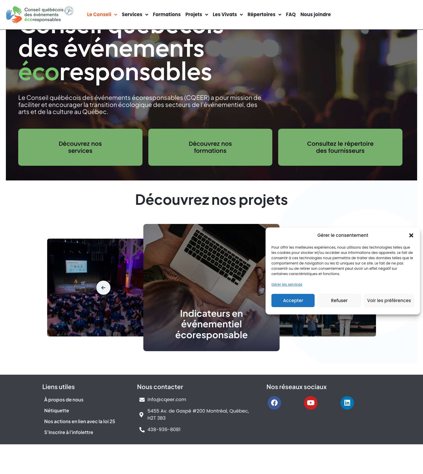 Conseil québécois des événements écoresponsables - Full Screenshot