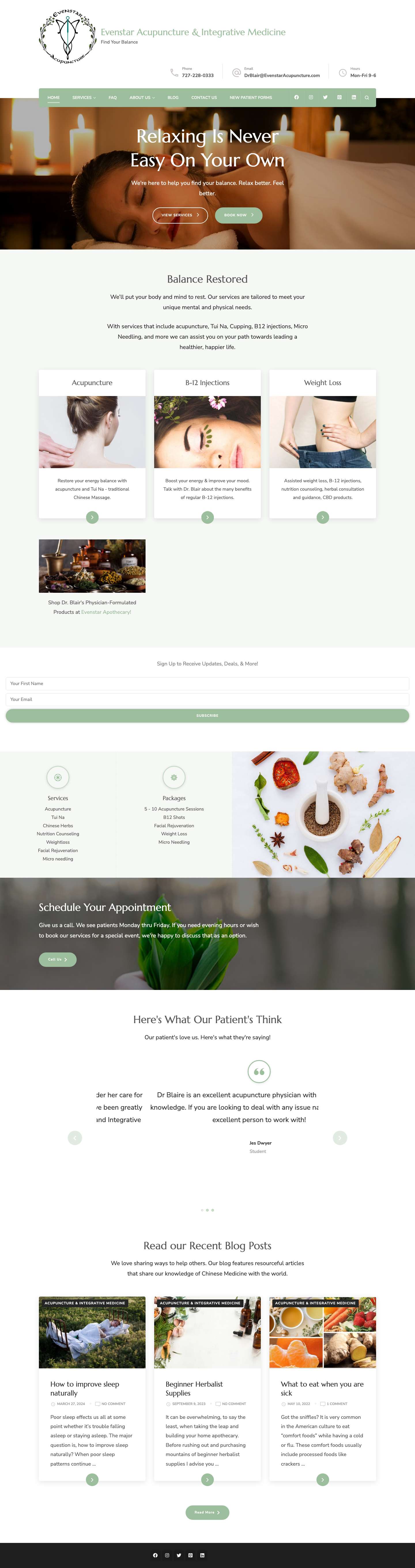 Evenstar Acupuncture and Integrative Medicine Intro - Full Screenshot