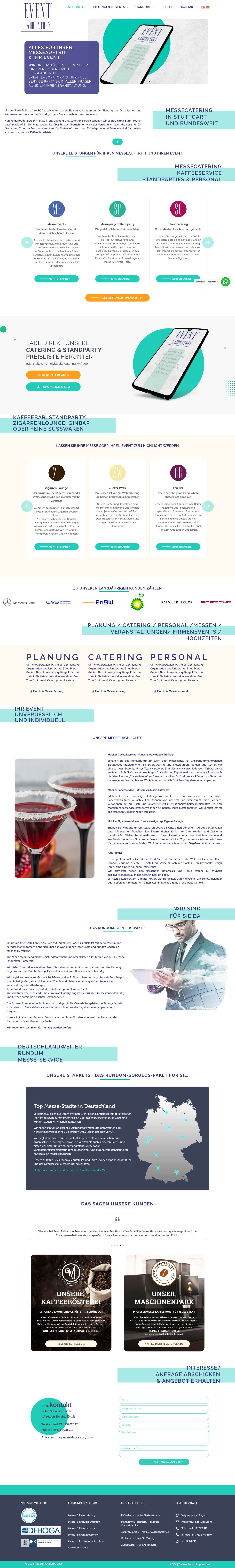 Messe Catering, Eventplanung, Kaffee Service Stuttgart Europaweit - Full Screenshot