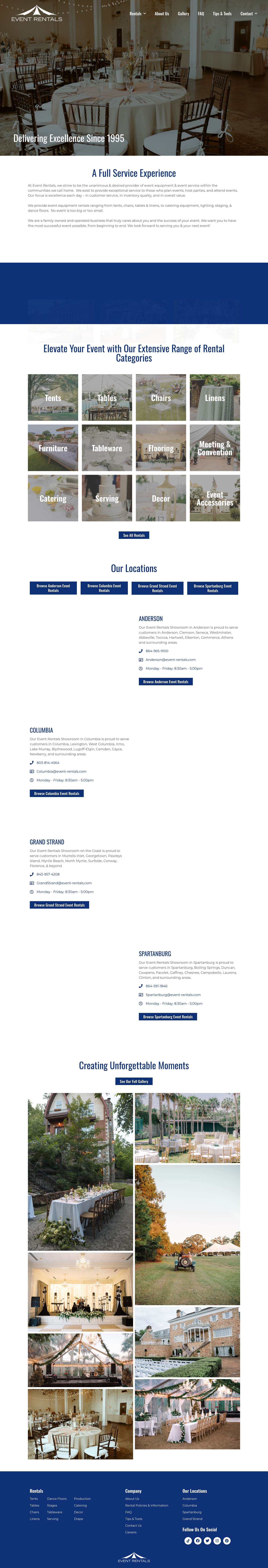 Home - Event Rentals - Full Screenshot