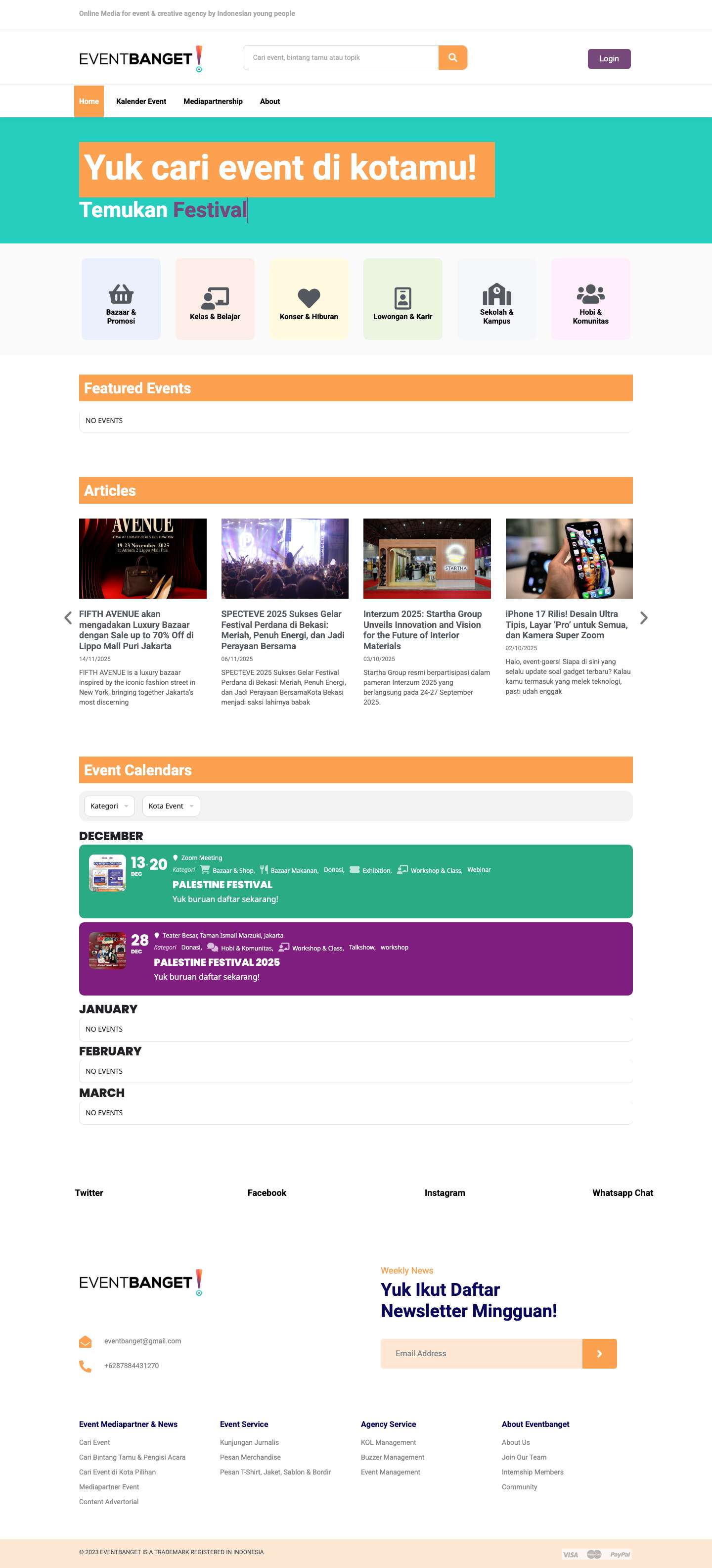 Eventbanget Media - Full Screenshot