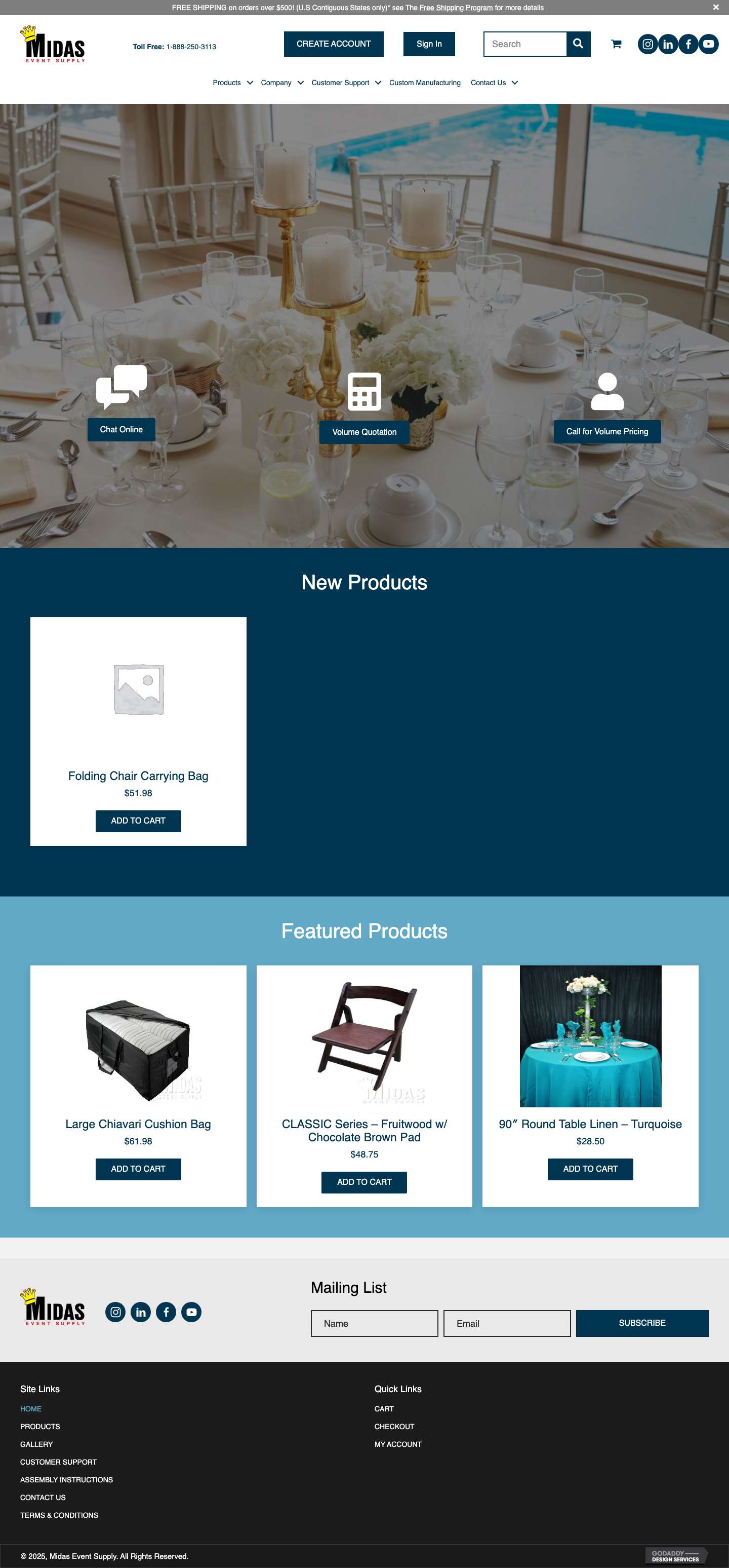 Event supplies|Event furniture rental|USA|Canada|wholesale party rentals - Full Screenshot