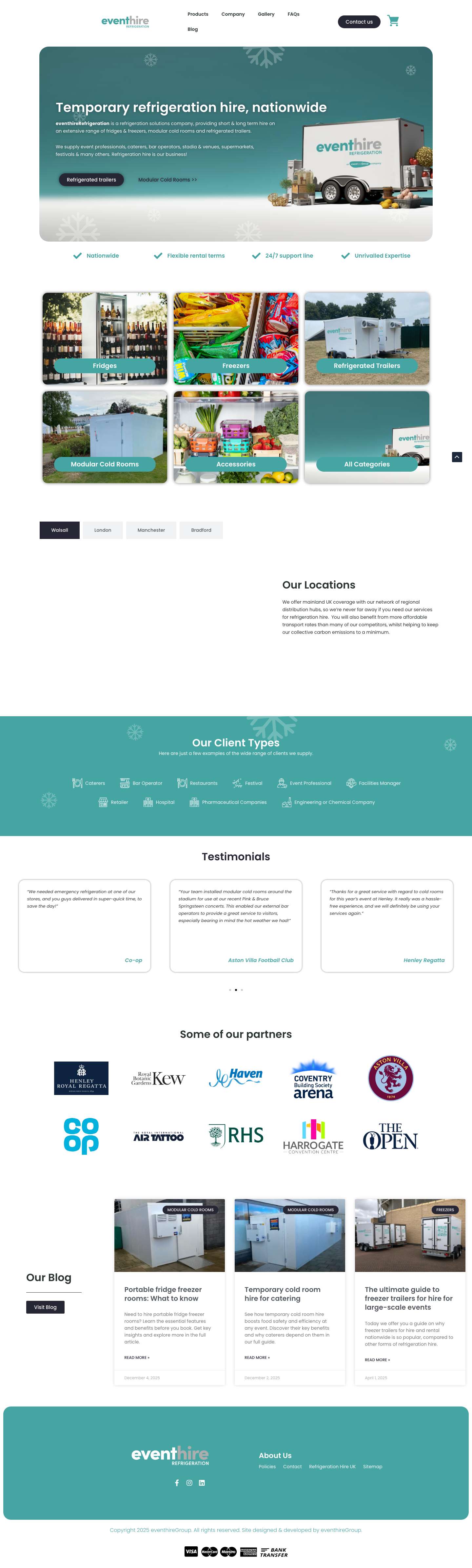 Event Hire Refrigeration | Cold Rooms & Refrigeration Hire UK - Full Screenshot