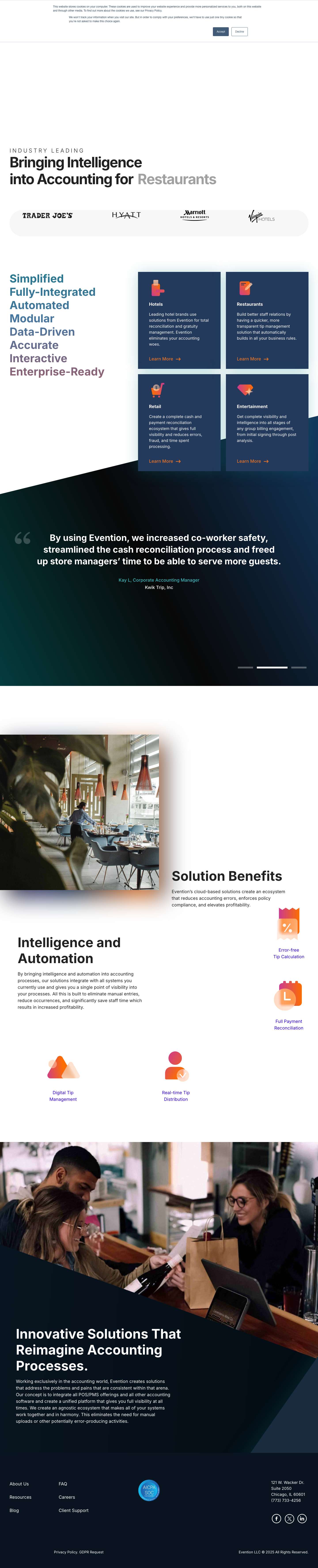 Evention: Hotel, Retail, Restaurant Accounting/Reconciliation SaaS - Full Screenshot