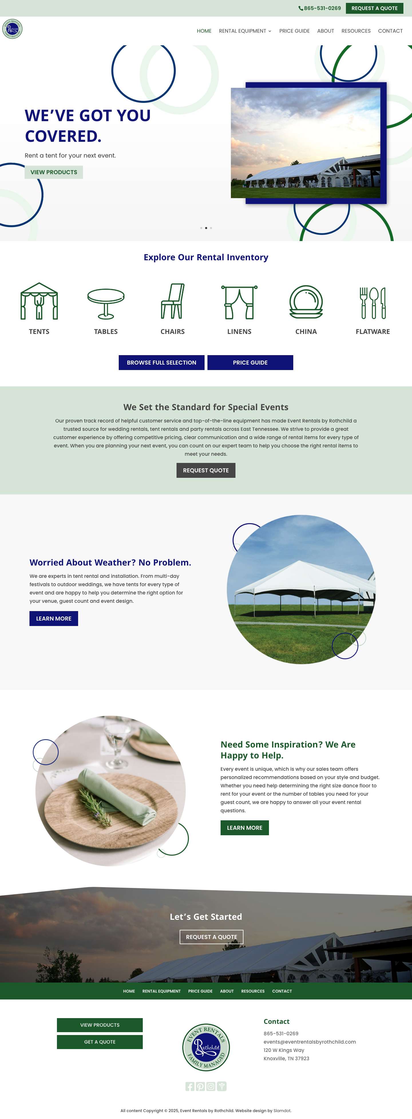 Home - Event Rentals by Rothchild - Full Screenshot