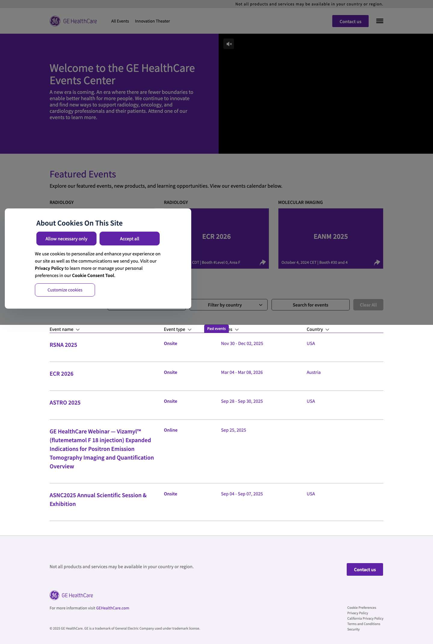 GE HealthCare Events Center - Full Screenshot