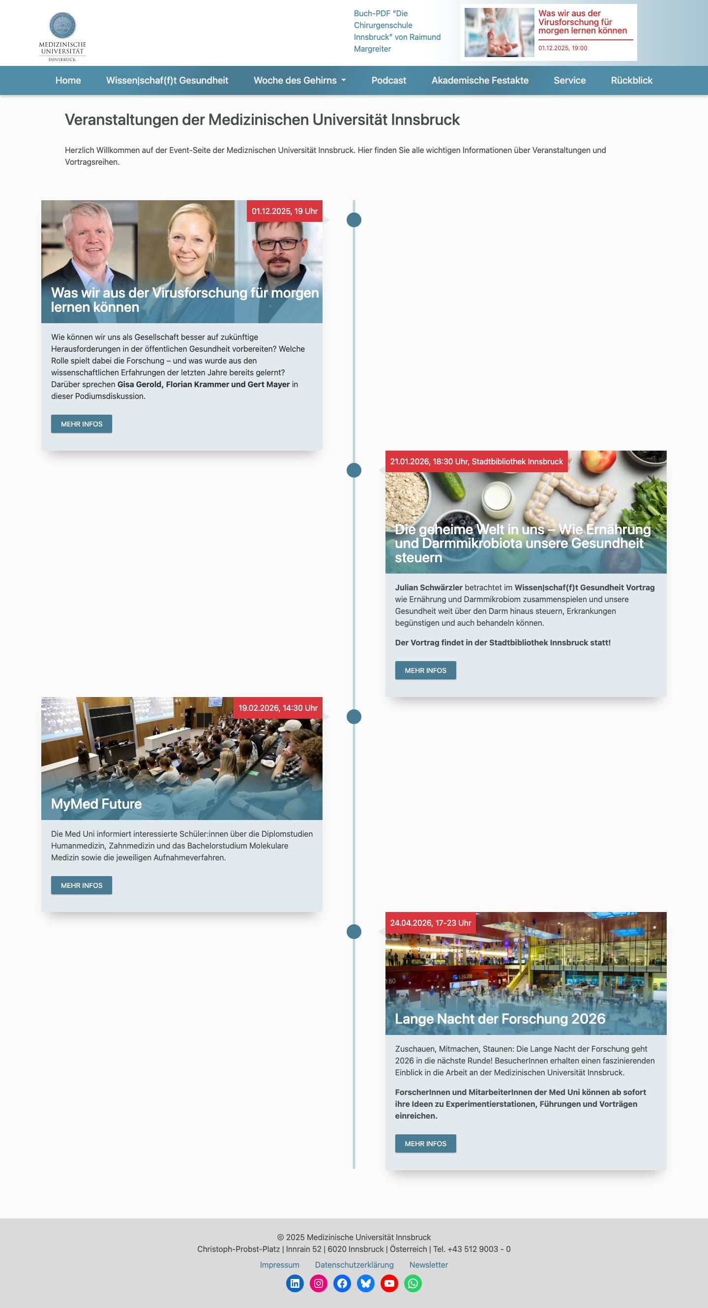 Events der Med Uni Innsbruck - Full Screenshot