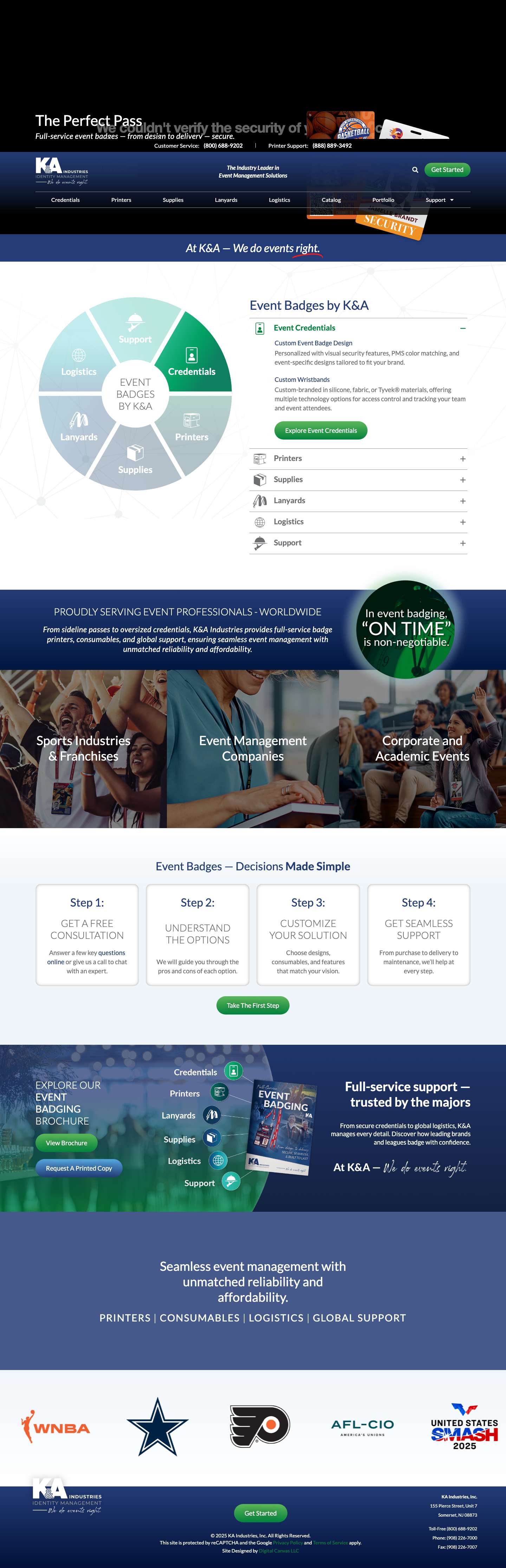 Event Badges, Credentials & Custom Lanyards | K&A Industries - Full Screenshot