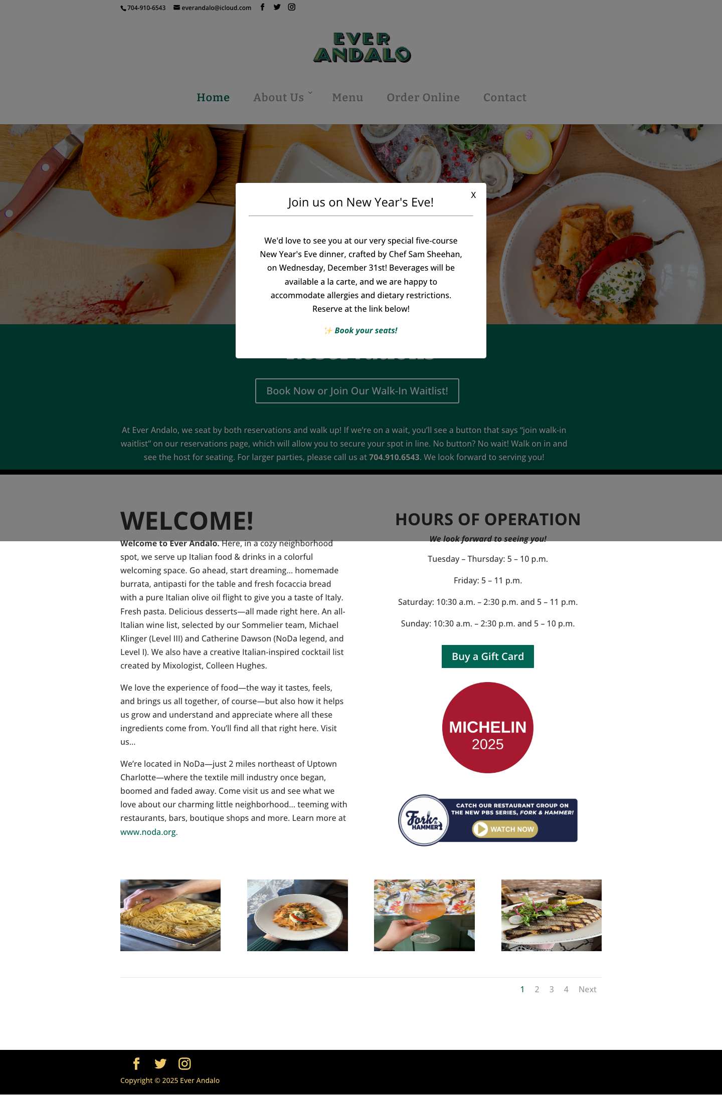 Home - Ever Andalo - Italian Food in Charlotte, NC - Full Screenshot