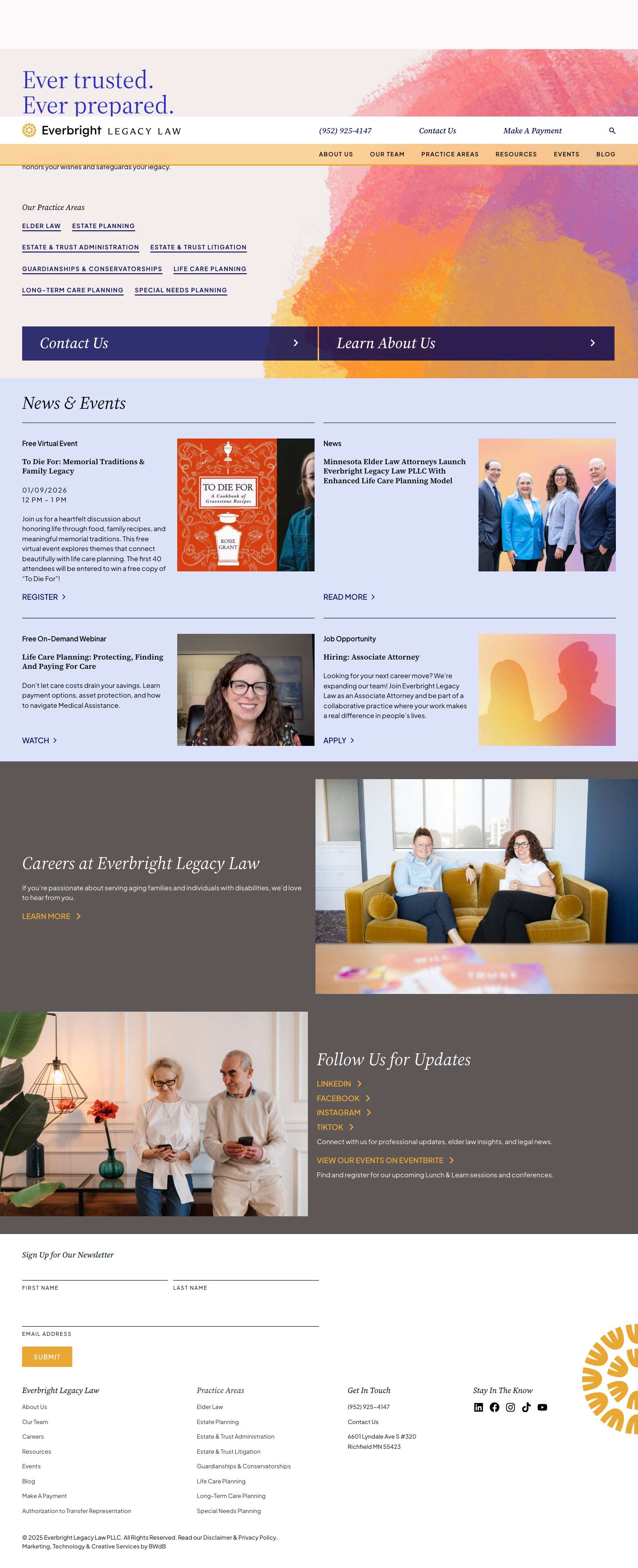 Minnesota Elder Law - Life Care Planning - Everbright Legacy - Full Screenshot