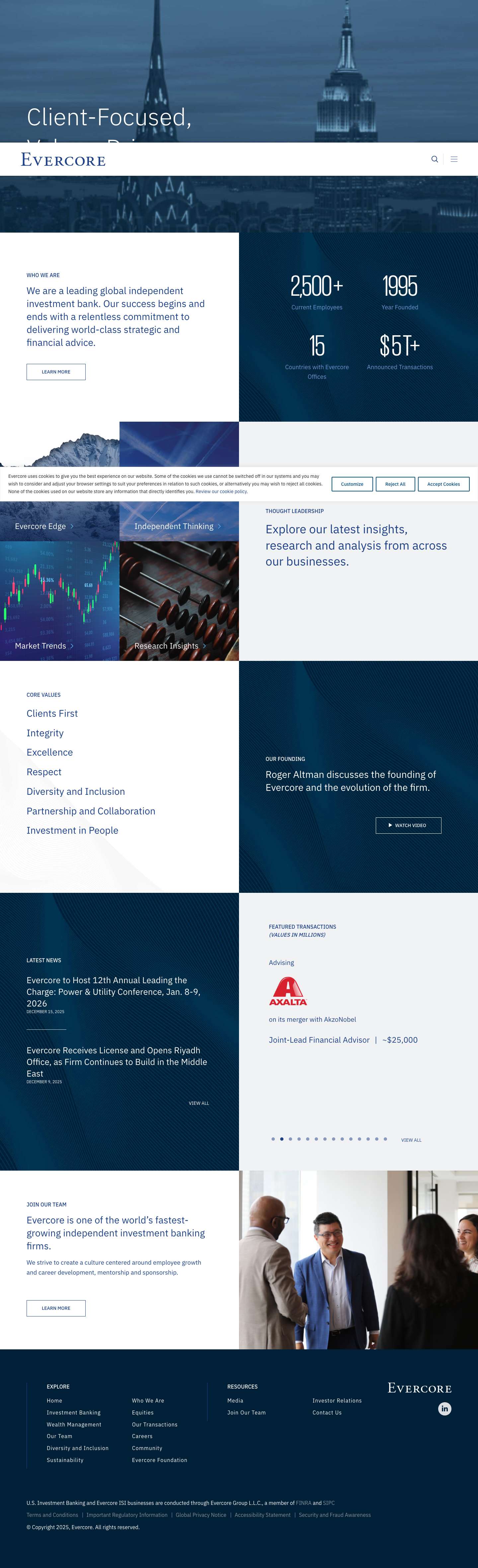 EvercoreEvercoreSearchMenu navigation - Full Screenshot