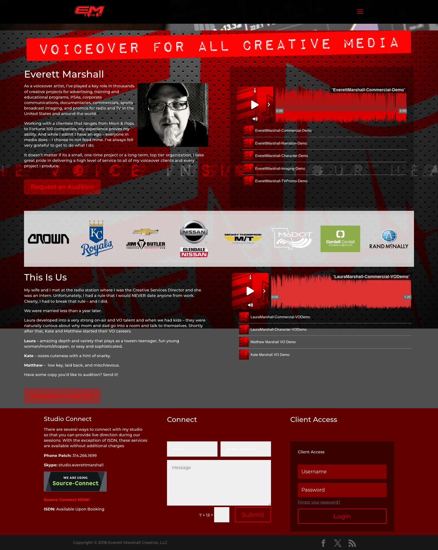 Everett Marshall – Voiceover – Creative Services – Voiceover for All Creative Media - Full Screenshot