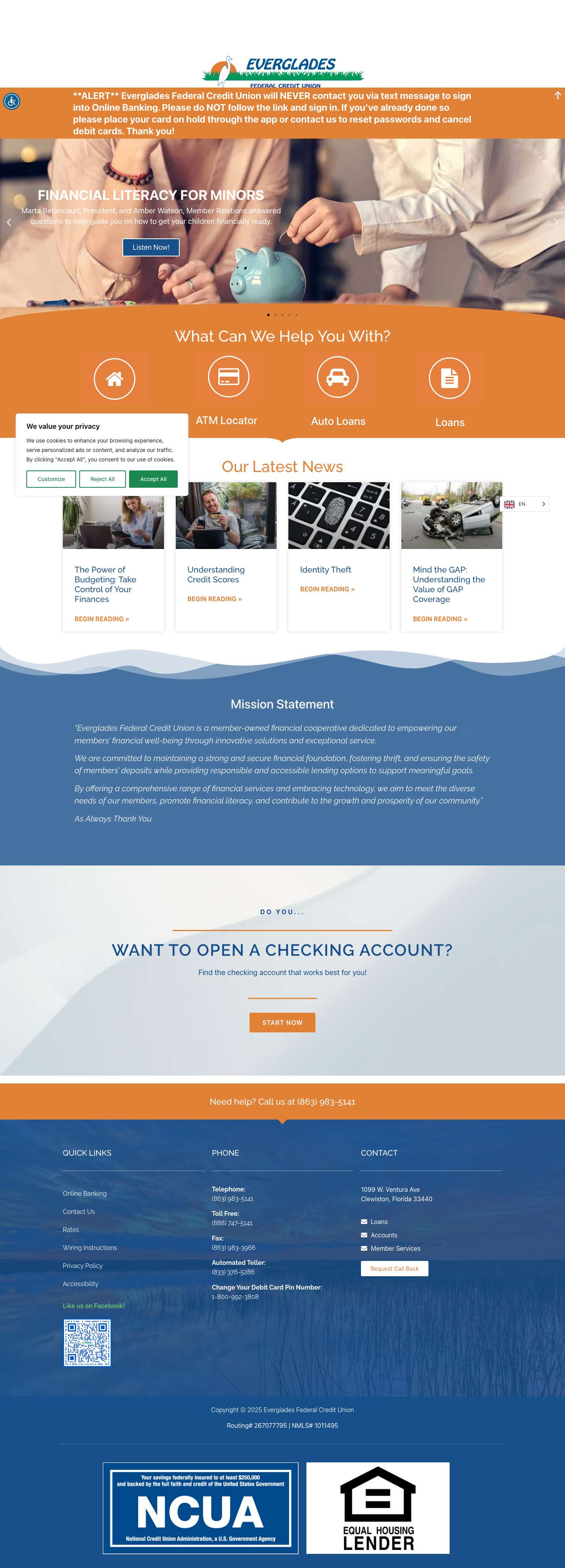 Home - Everglades Federal Credit Union - Full Screenshot