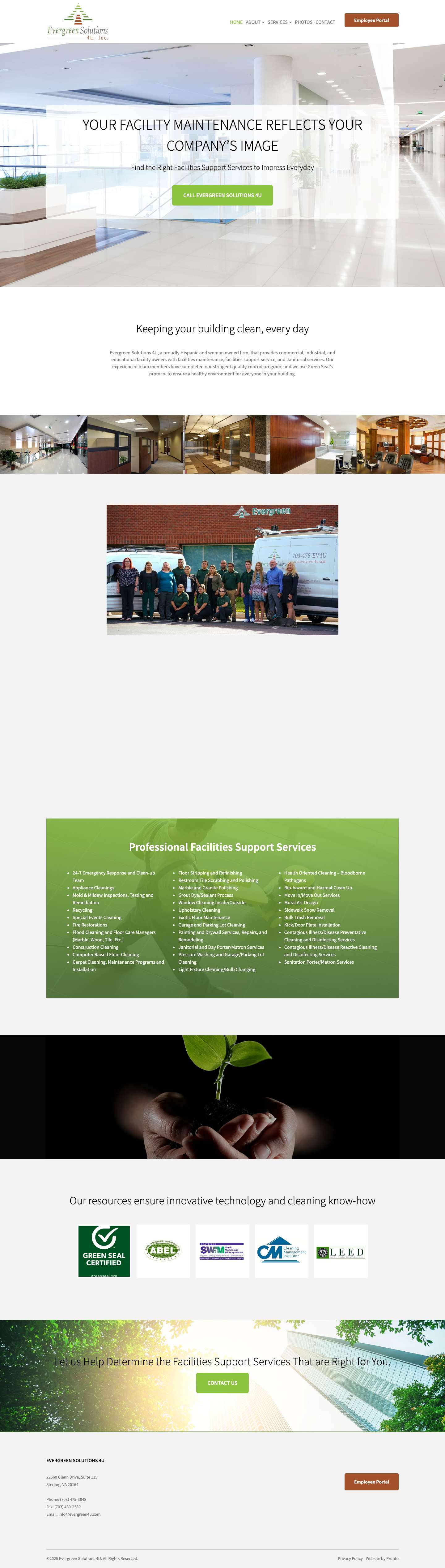 Facility Support Services Northern VA, Washington DC , MD| Evergreen Solutions 4U, Inc - Full Screenshot