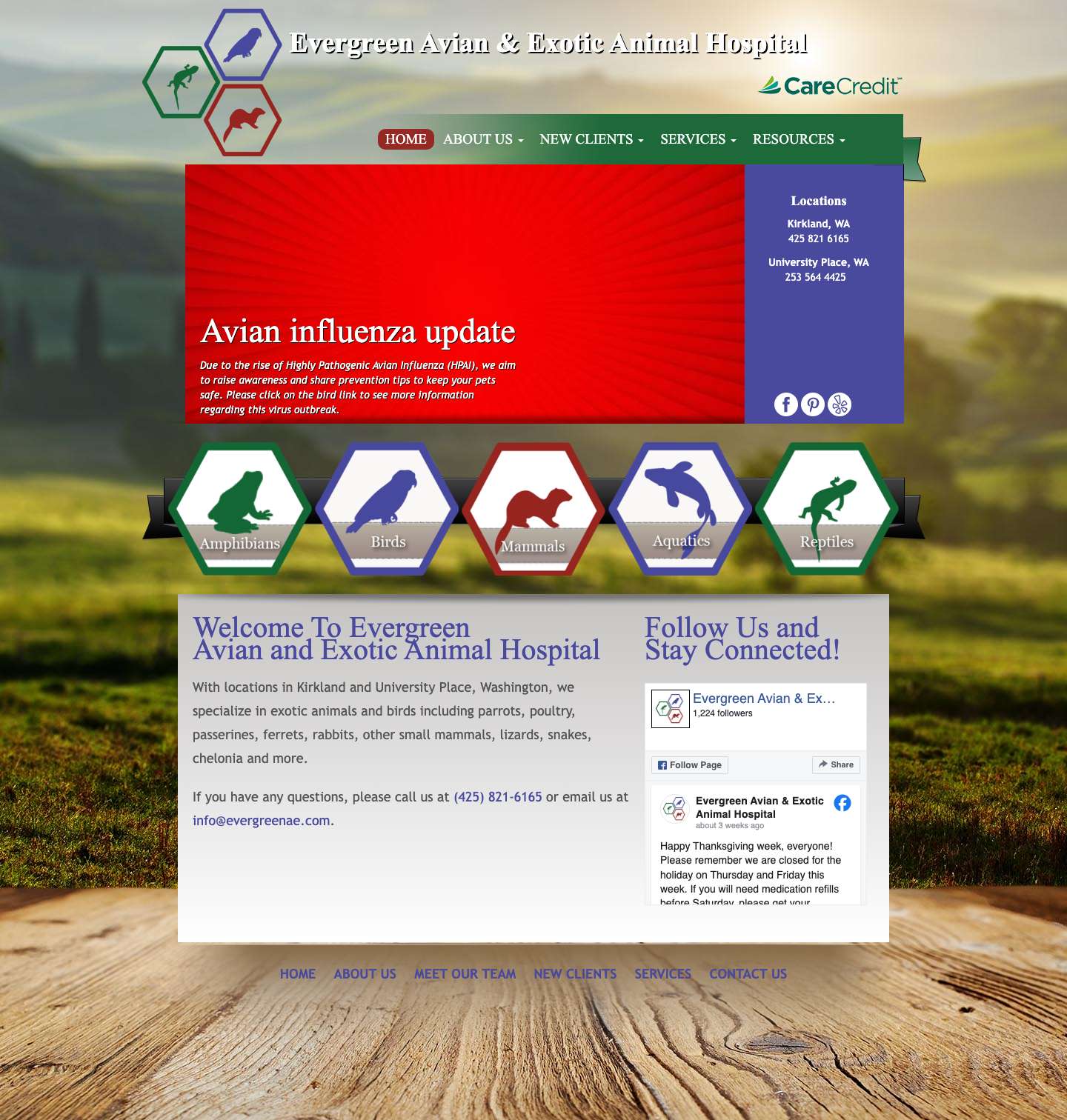 Evergreen Avian and Exotic Animal Hospital - Full Screenshot