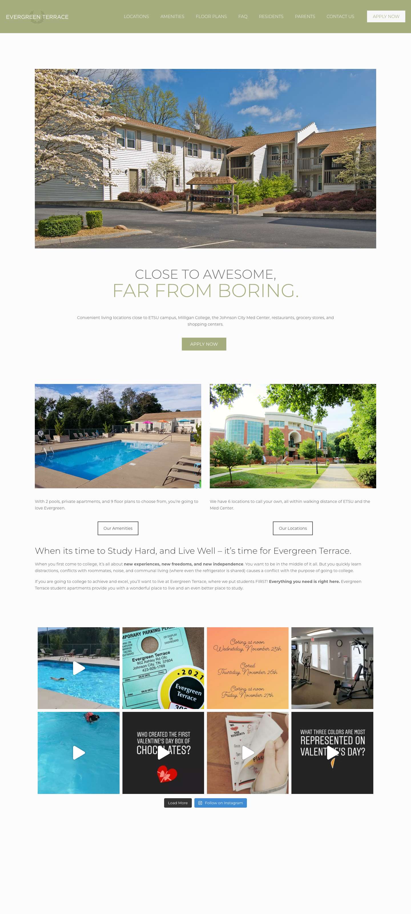 ETSU Apartments for Students at Evergreen Terrace - Full Screenshot