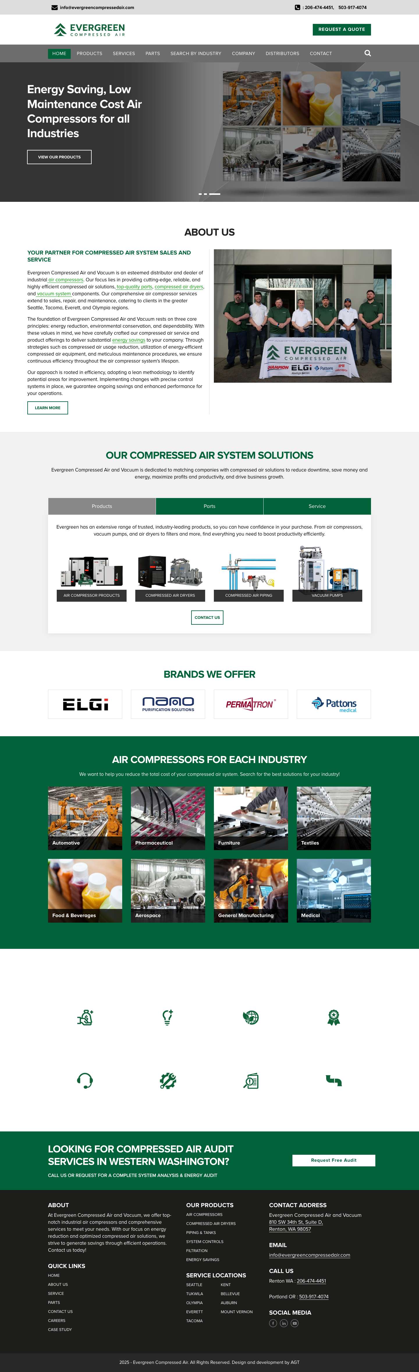 ELGi Air Compressors | Dealers In Western WA | Evergreen - Full Screenshot