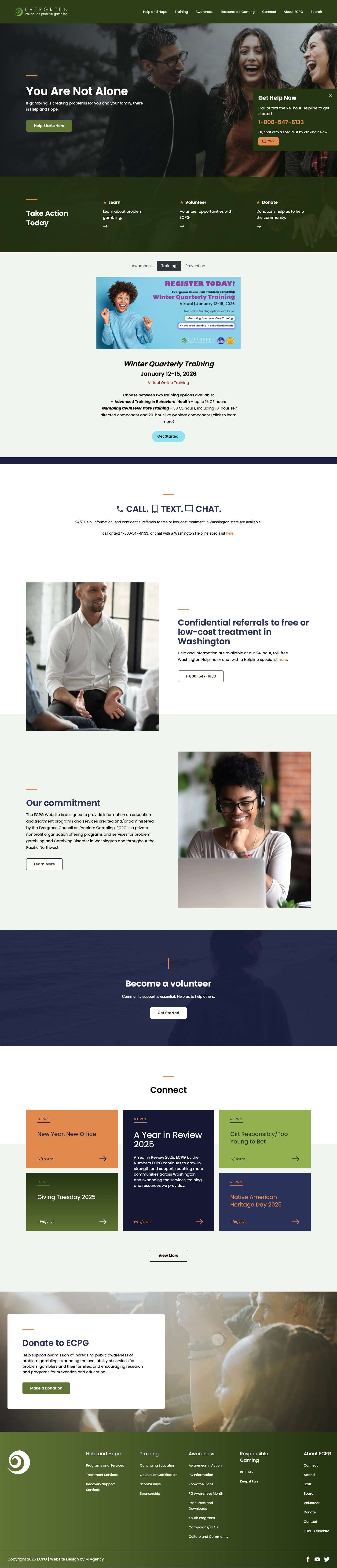 Home Page - Evergreen Council on Problem Gambling - Full Screenshot