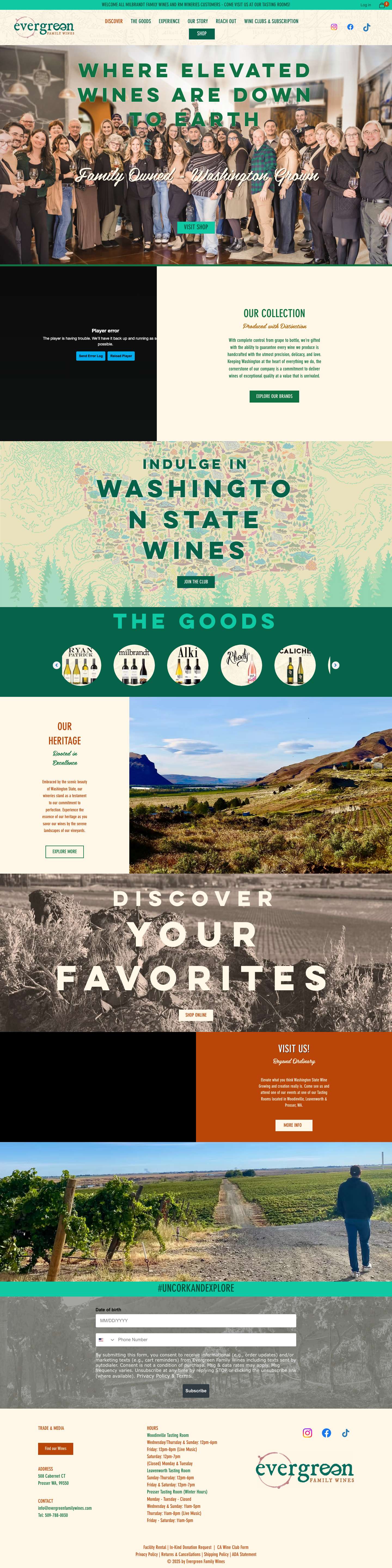 Discover - Evergreen Family Wines - Full Screenshot