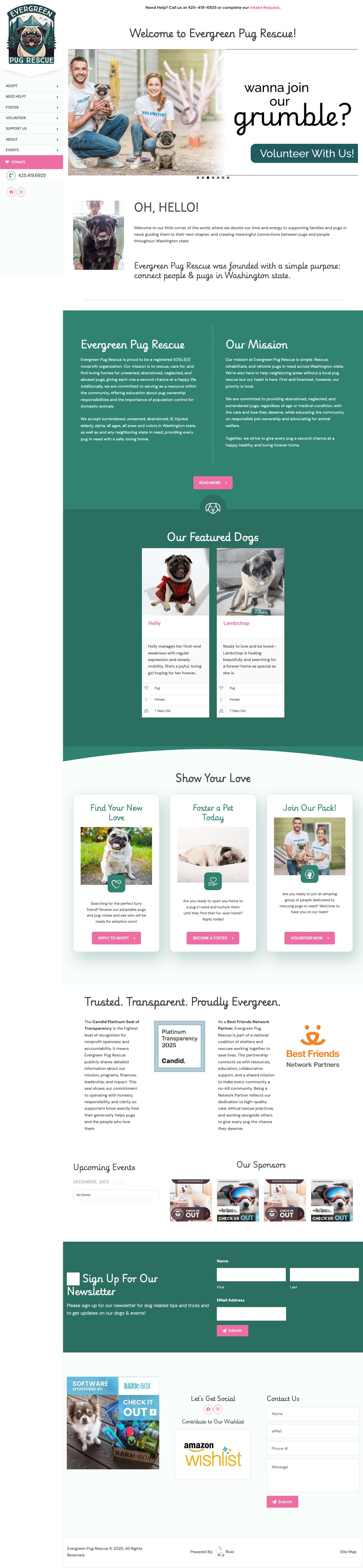 Evergreen Pug Rescue – Pug Rescue and Community in Washington State - Full Screenshot