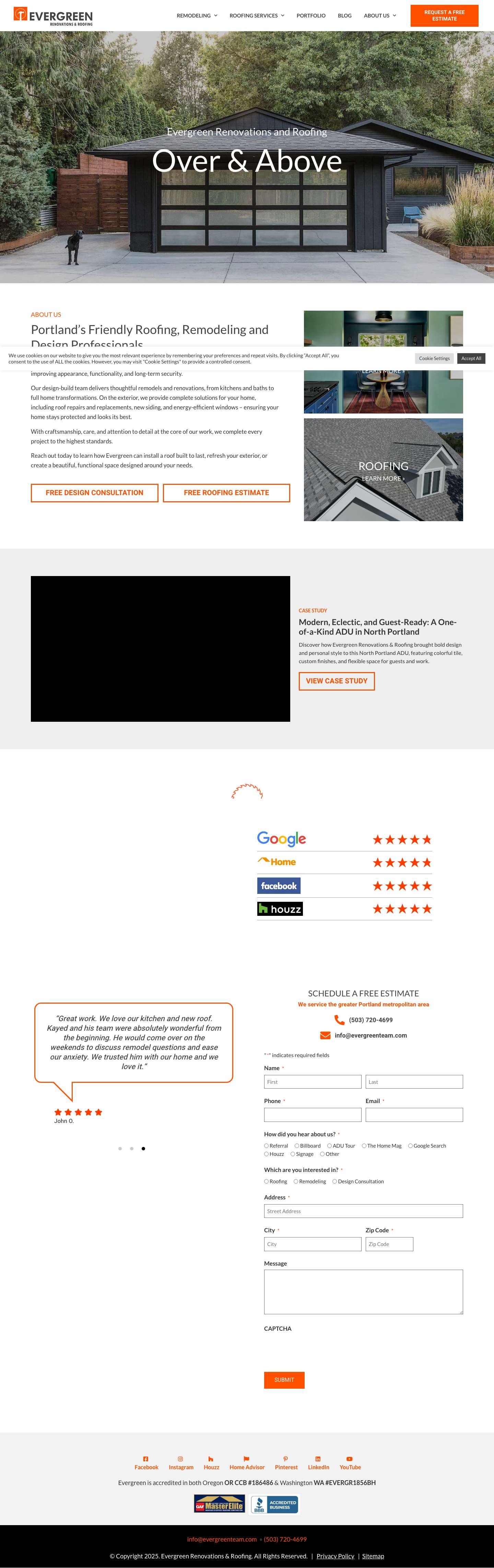 Portland's Roofing and Remodeling Experts - Full Screenshot