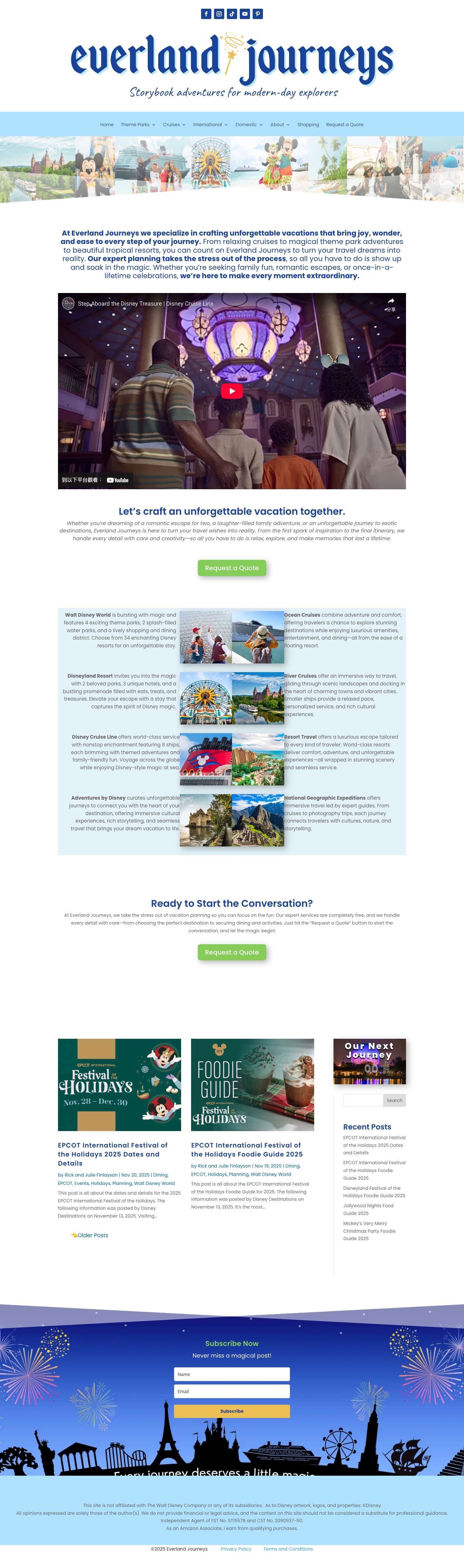 everlandjourneys.com - Your Passport to Disney Magic - Full Screenshot