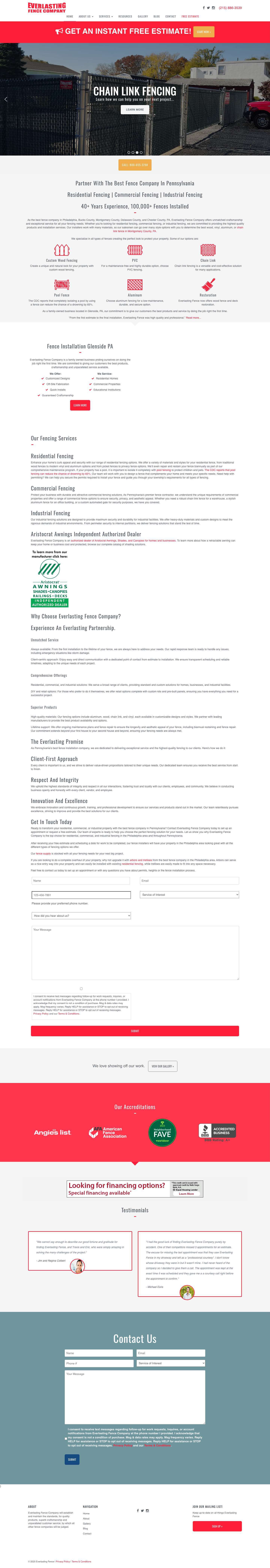 Best Fence Company in The Philadelphia Area | Fence Installers | Everlasting Fence Company | www.everlastingfence.com - Full Screenshot