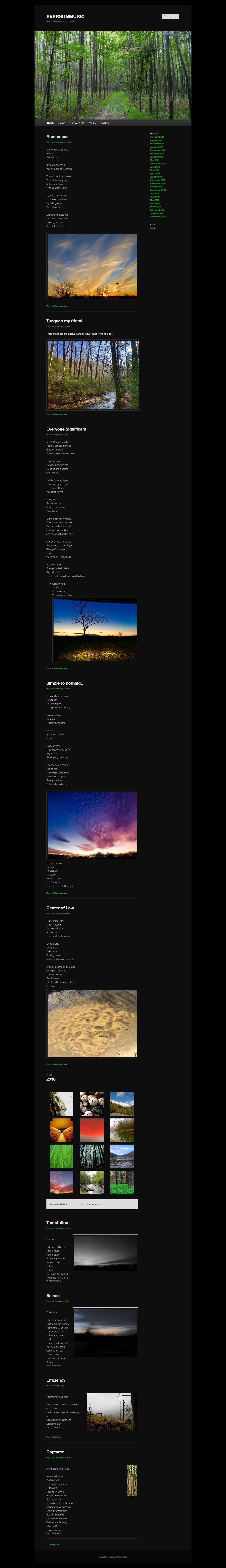 EVERSUNMUSIC | Music, Photography, and Writing - Full Screenshot