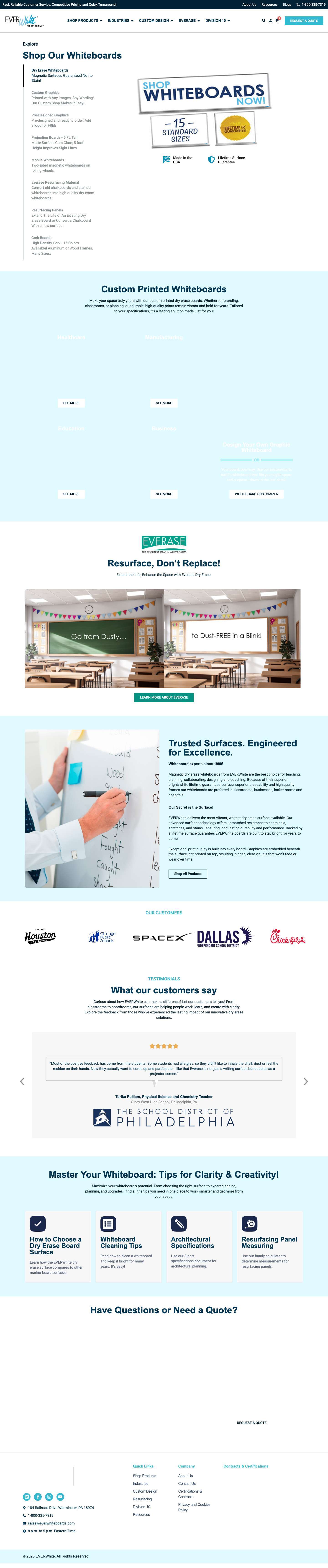 Whiteboards - Dry Erase Boards - Standard & Custom Printed - Full Screenshot