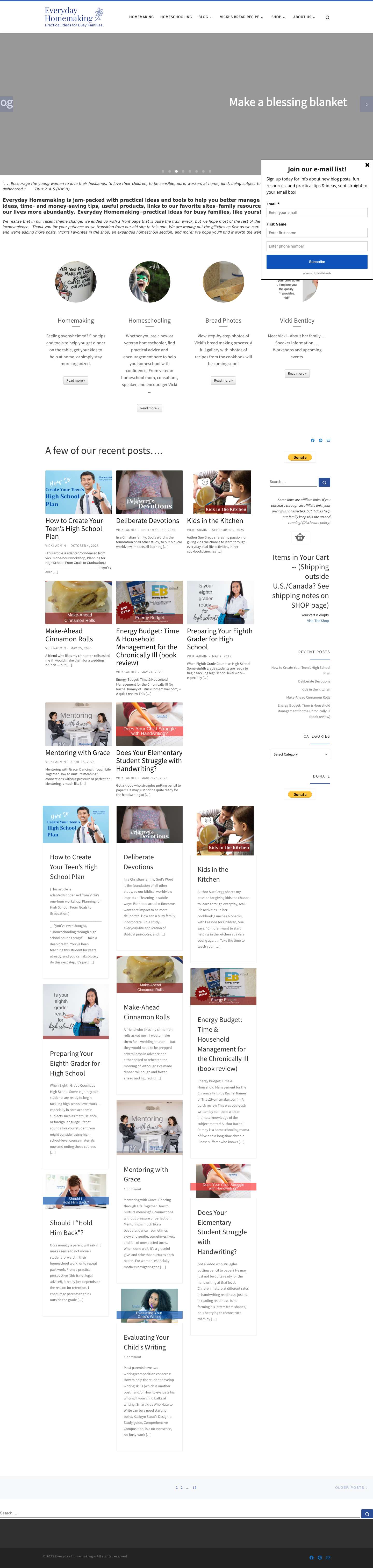 Everyday Homemaking - Practical Ideas for Busy Families - Full Screenshot