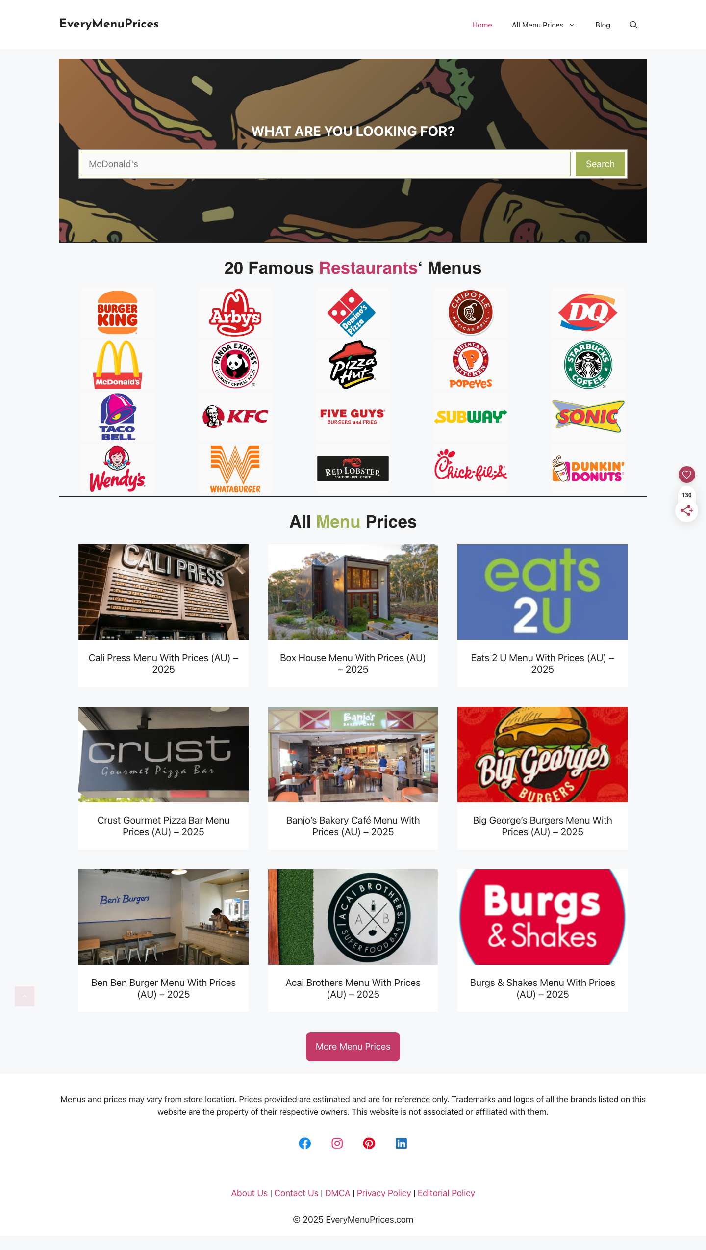 Home » EveryMenuPrices - Full Screenshot
