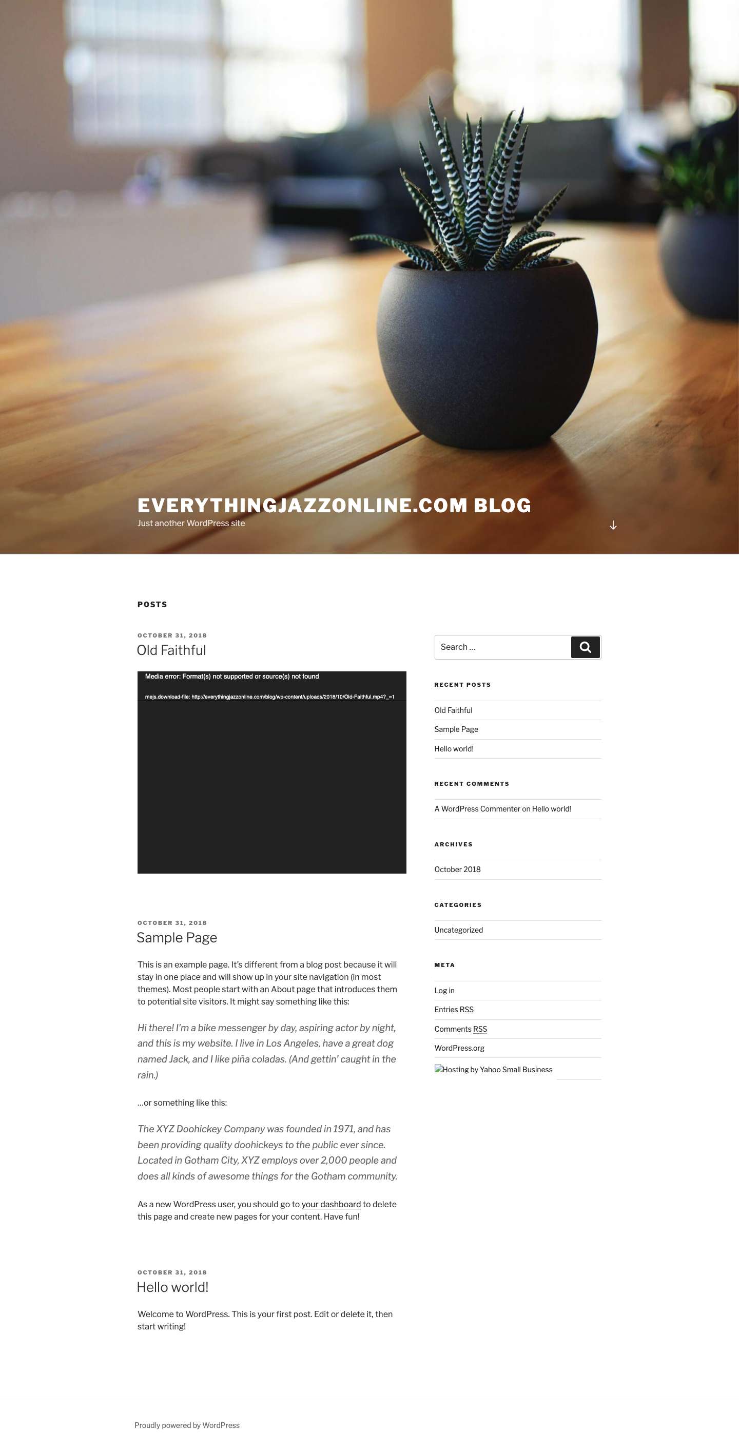 everythingjazzonline.com Blog – Just another WordPress site - Full Screenshot