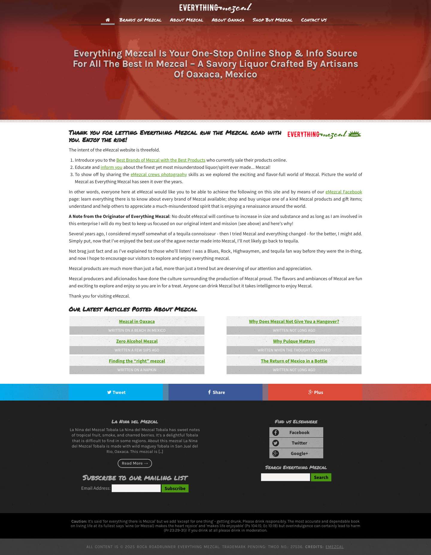 Everything Mezcal - WelcomeEverything Mezcal - Welcome - Full Screenshot