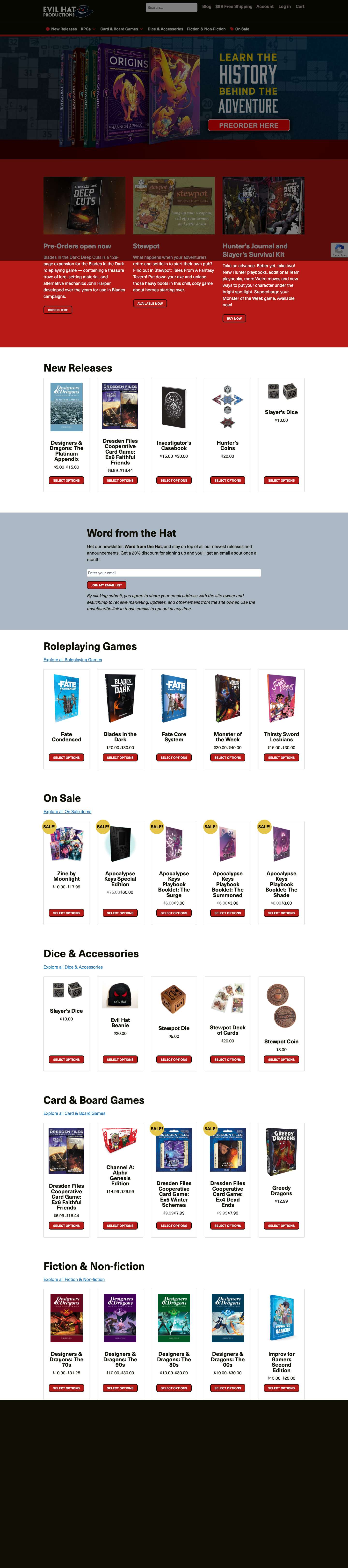 Homepage - Evil Hat Productions - Full Screenshot