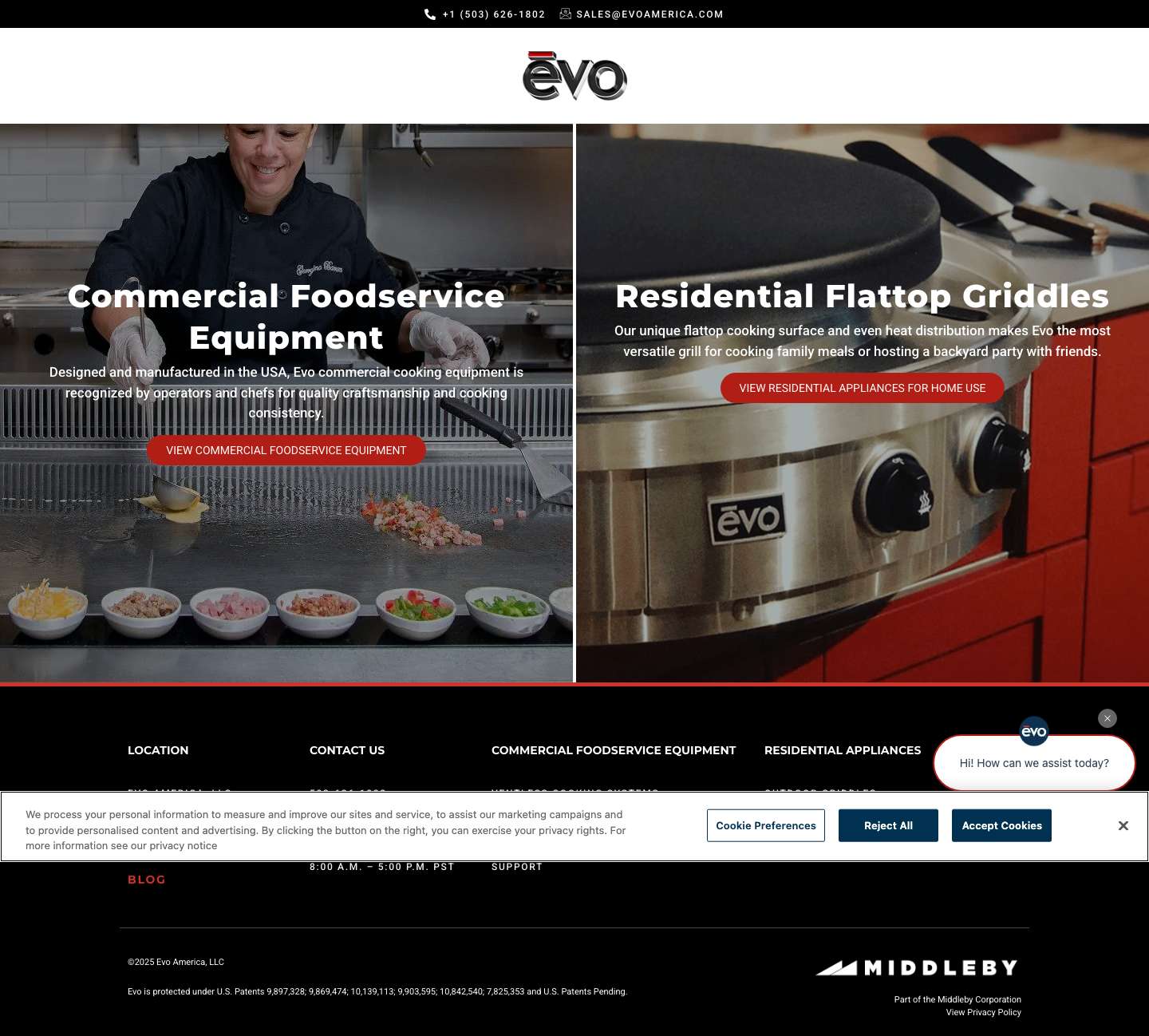 Evo Residential Appliances and Commercial Equipment - Full Screenshot
