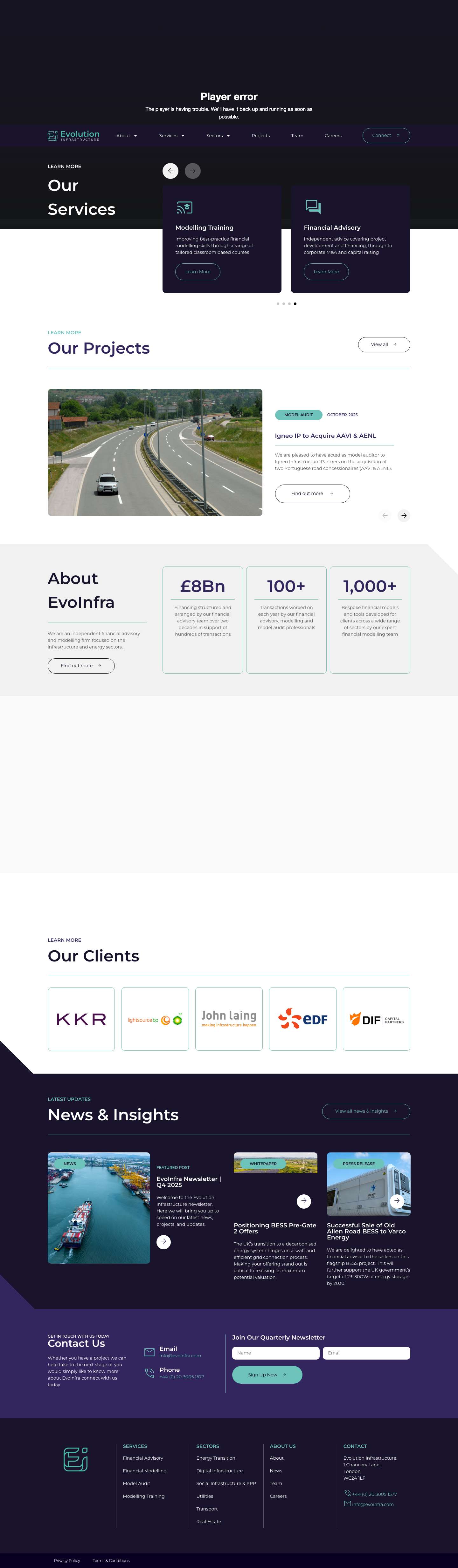 Evolution Infrastructure | Expert Advisory, Modelling and Model Audit services across the Infrastructure and Energy sectors - Full Screenshot