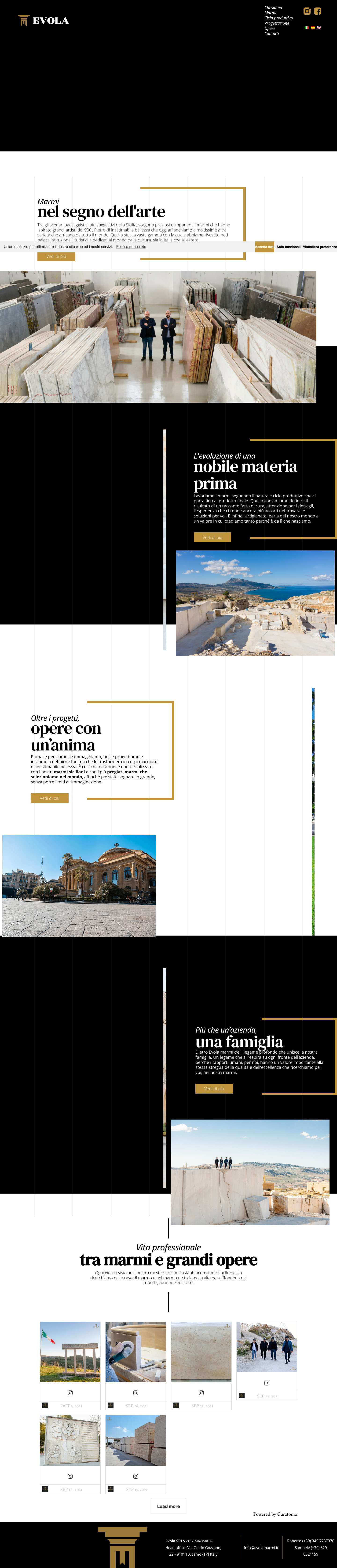 Evola Marmi - Nel Segno dell'Arteinstagram goldfacebook gold - Full Screenshot