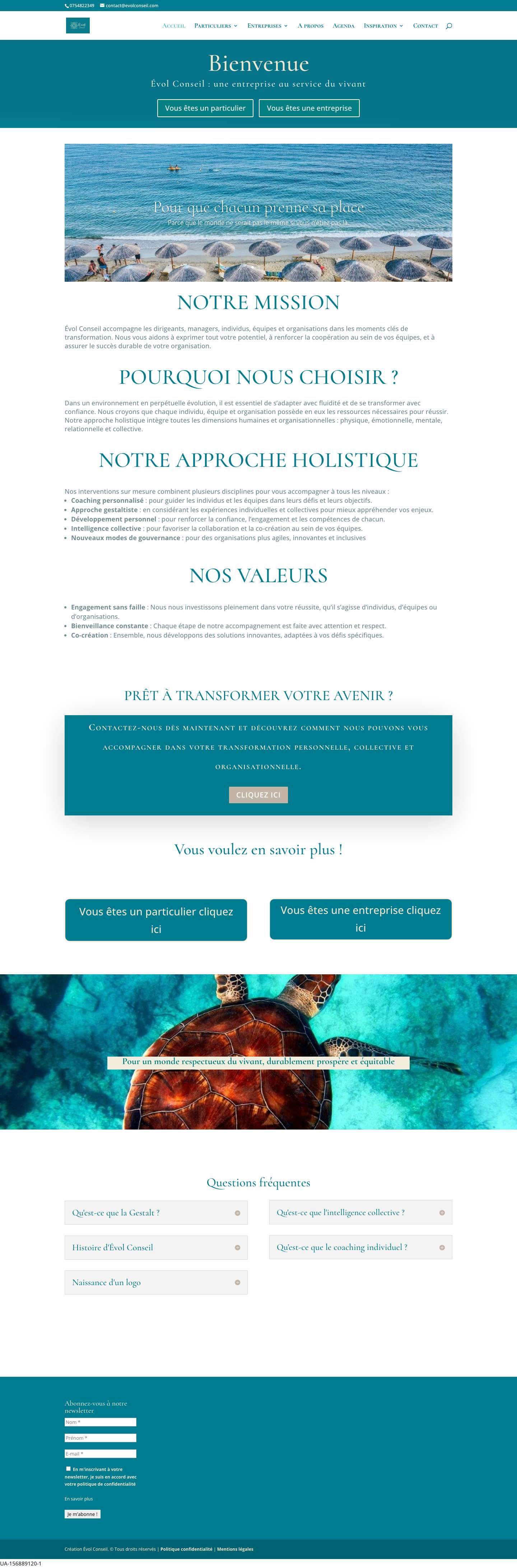 Évol Conseil - Coaching Bilan de Compétences thérapie - Marseille - Full Screenshot