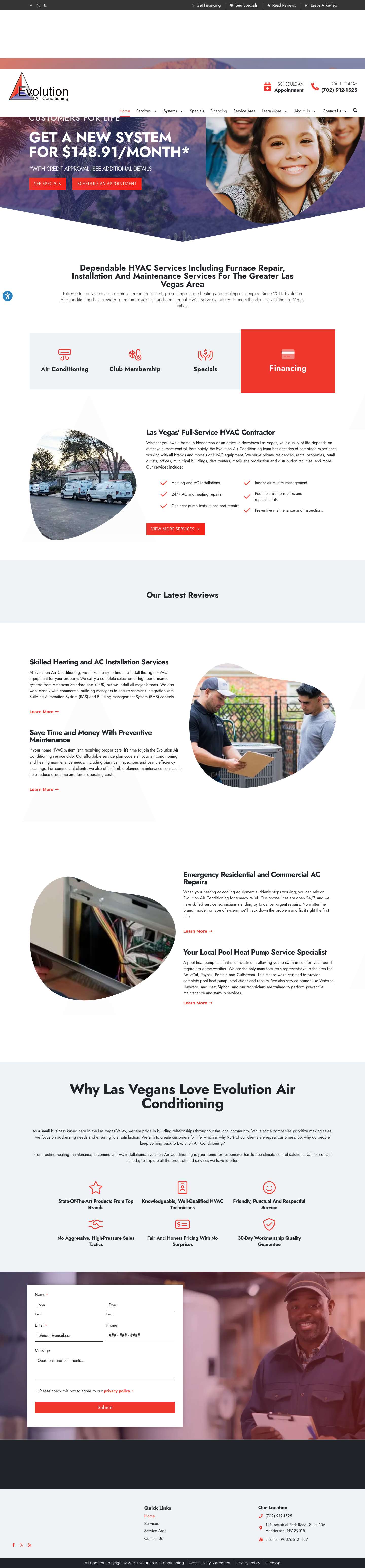 AC Repair and Replacement | Henderson, NV | Evolution Air Conditioning - Full Screenshot