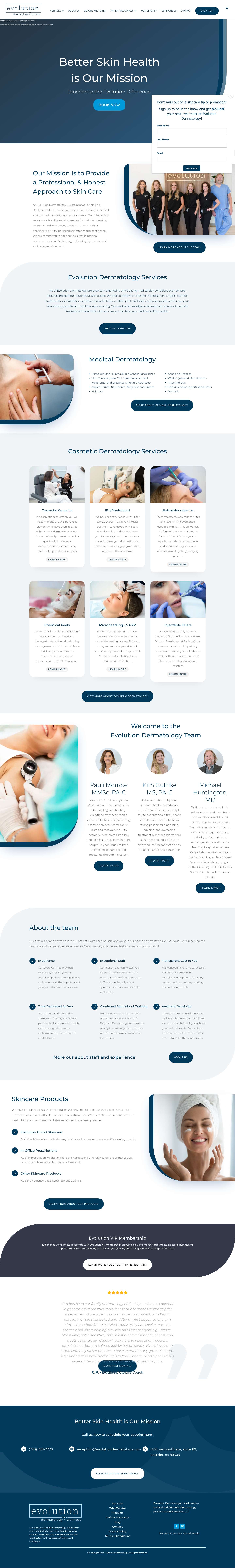 Evolution Dermatology Boulder CO - Full Screenshot