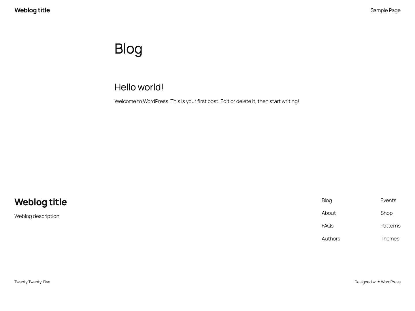 Weblog title – Weblog description - Full Screenshot