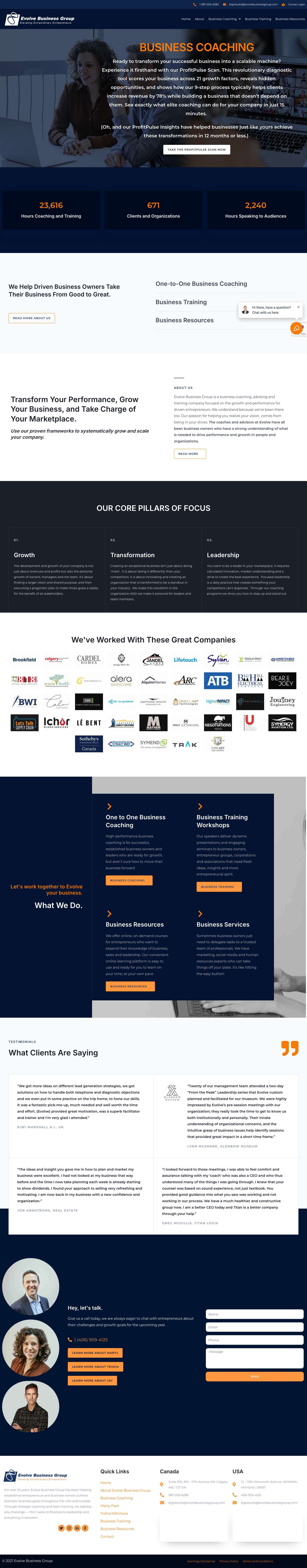 Business Coach & Mentoring - Evolve Business Group - Full Screenshot