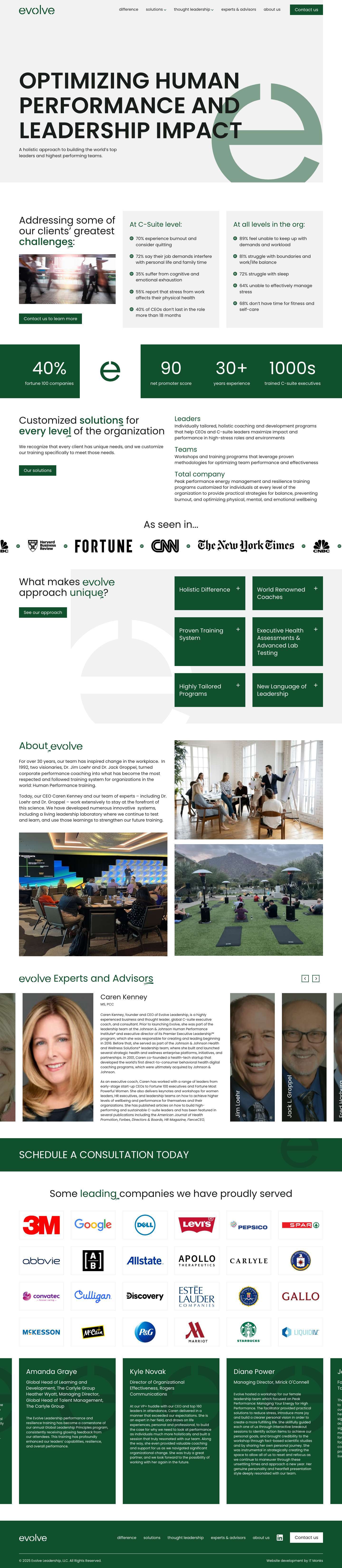 Optimizing Human Performance and Leadership Impact - Evolve Leadership - Full Screenshot