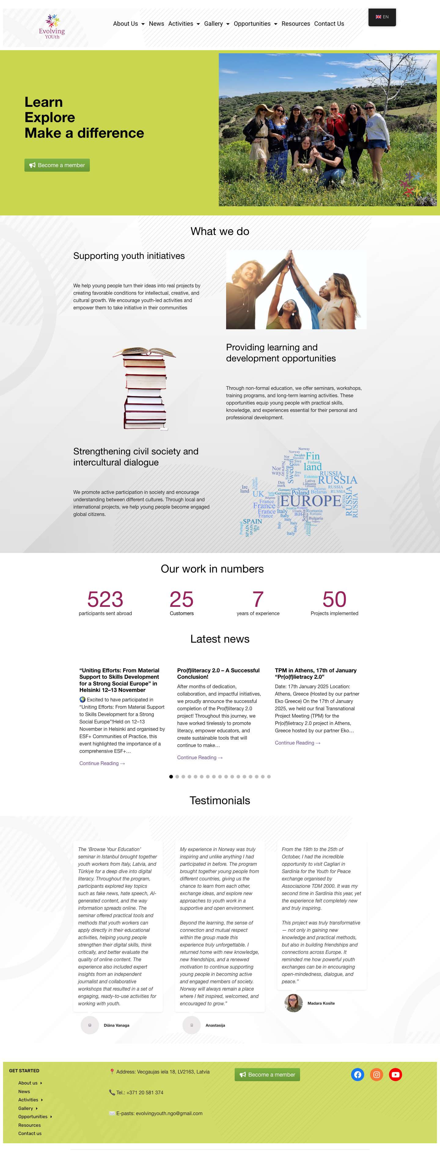 Evolving-YOUth – Learn.Explore.Make a differnce - Full Screenshot