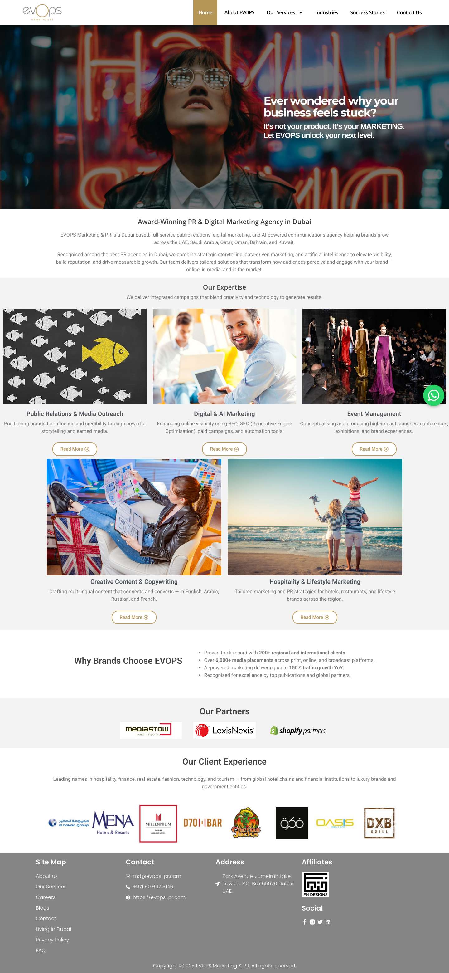 EVOPS Marketing and PR - Best Digital Marketing Agency in Dubai - Full Screenshot