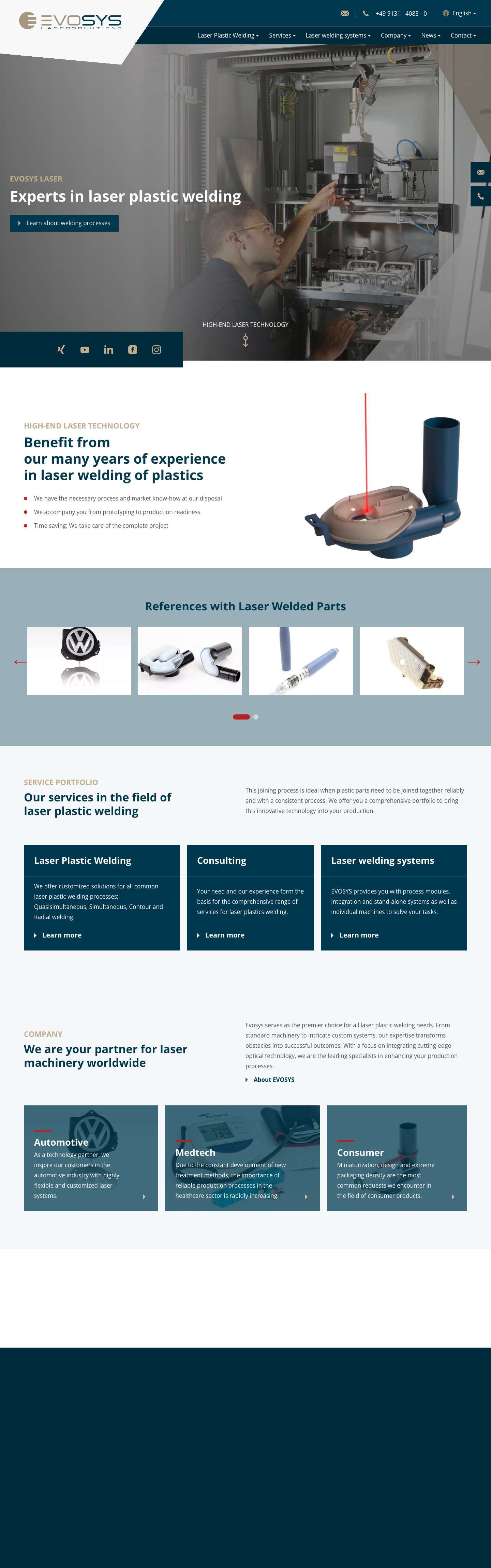 Laser Plastic Welding - Evosys Laser GmbH - Full Screenshot