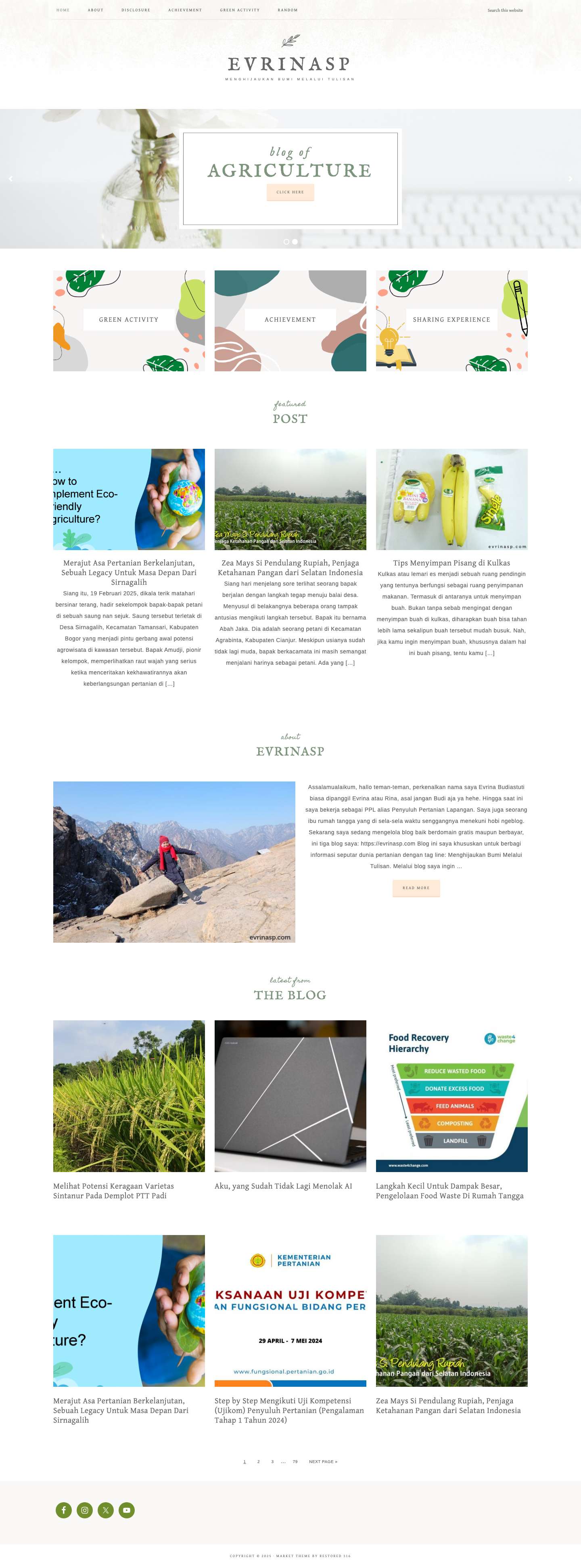 EVRINASP - Menghijaukan Bumi Melalui TulisanFacebookInstagramTwitterYouTube - Full Screenshot