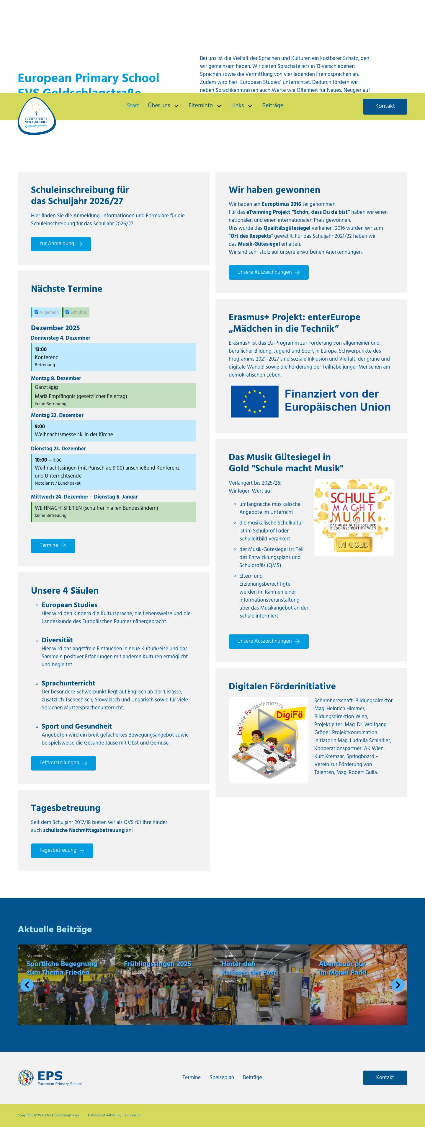 EVS Goldschlagstrasse – European Primary School – Goldschlagstraße - Full Screenshot